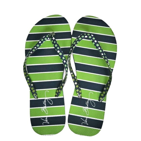 Vera Bradley Women's Blue Green White Luck Stripe Flip Flops Size 10 NWOT - Picture 3 of 12